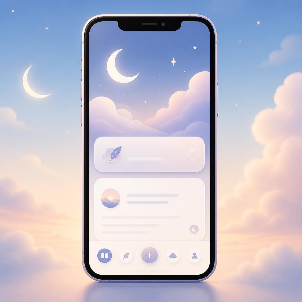 Dreamember app preview showing a serene dream journal interface